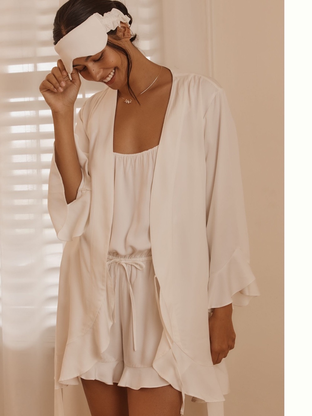 Ruffle Cream Robe